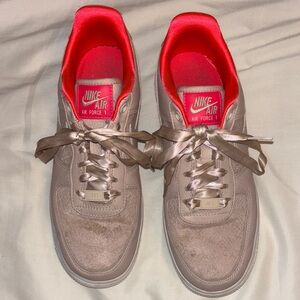 Nike Air Force 1 Women's Sneakers - Metallic and Pink
